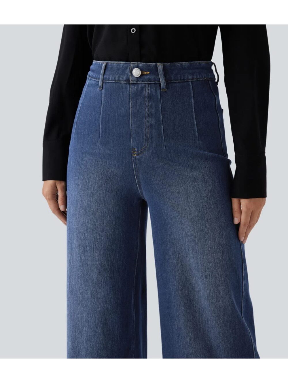 Halara Flex High Waisted Tummy Control Wide Leg Casual Jeans with Pockets Size M